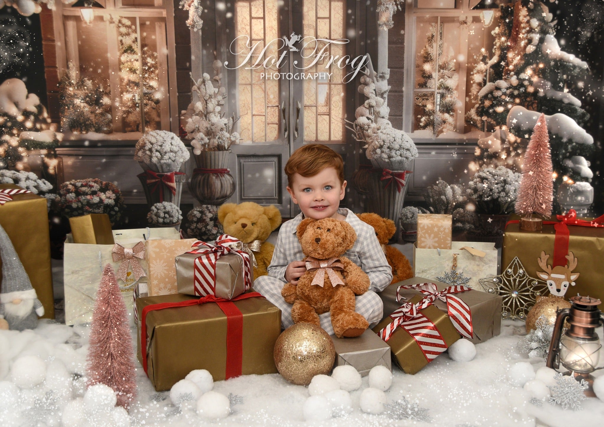 Kate Winter Weihnachten Haus Schnee Licht Hintergrund von Emetselch - Kate Backdrop.de
