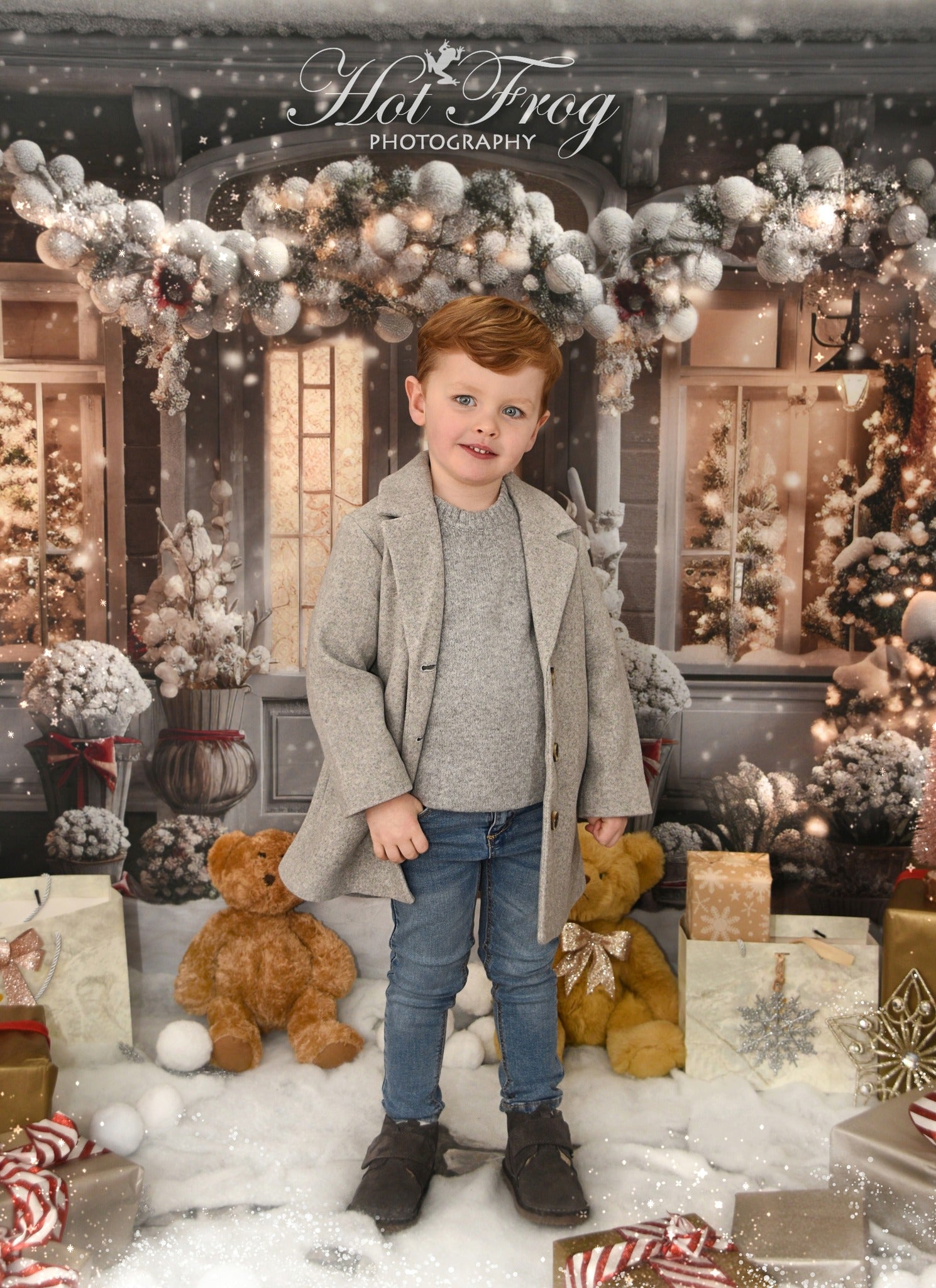 Kate Winter Weihnachten Haus Schnee Licht Hintergrund von Emetselch - Kate Backdrop.de