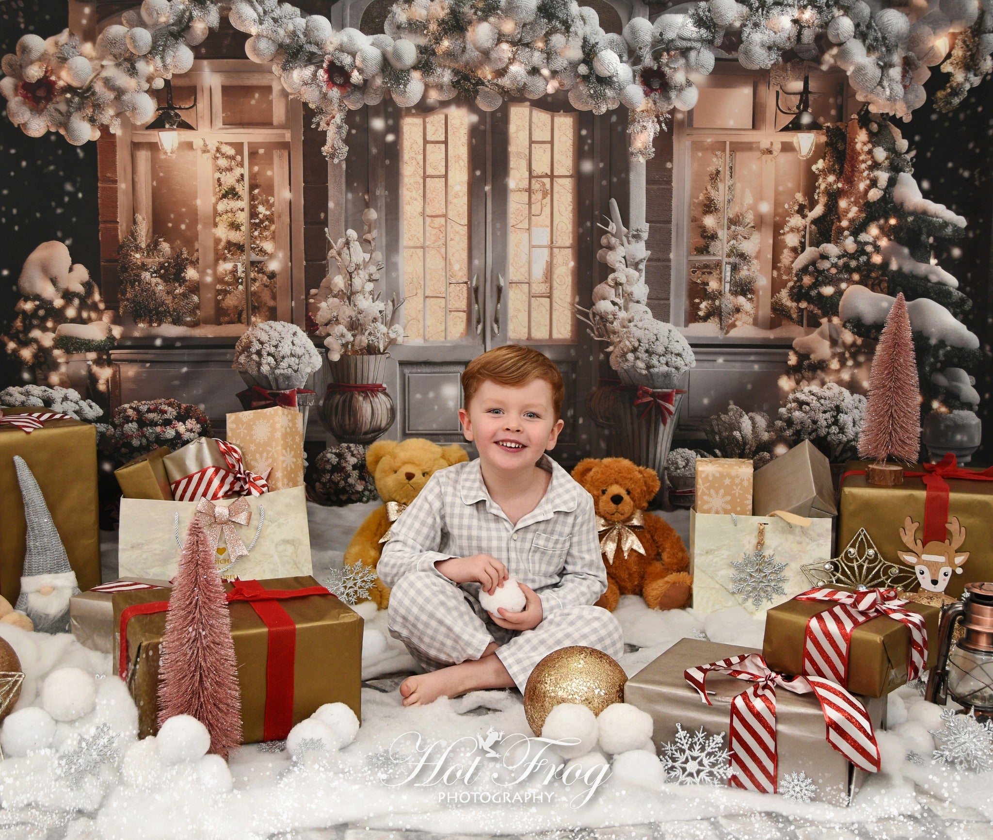 Kate Winter Weihnachten Haus Schnee Licht Hintergrund von Emetselch - Kate Backdrop.de