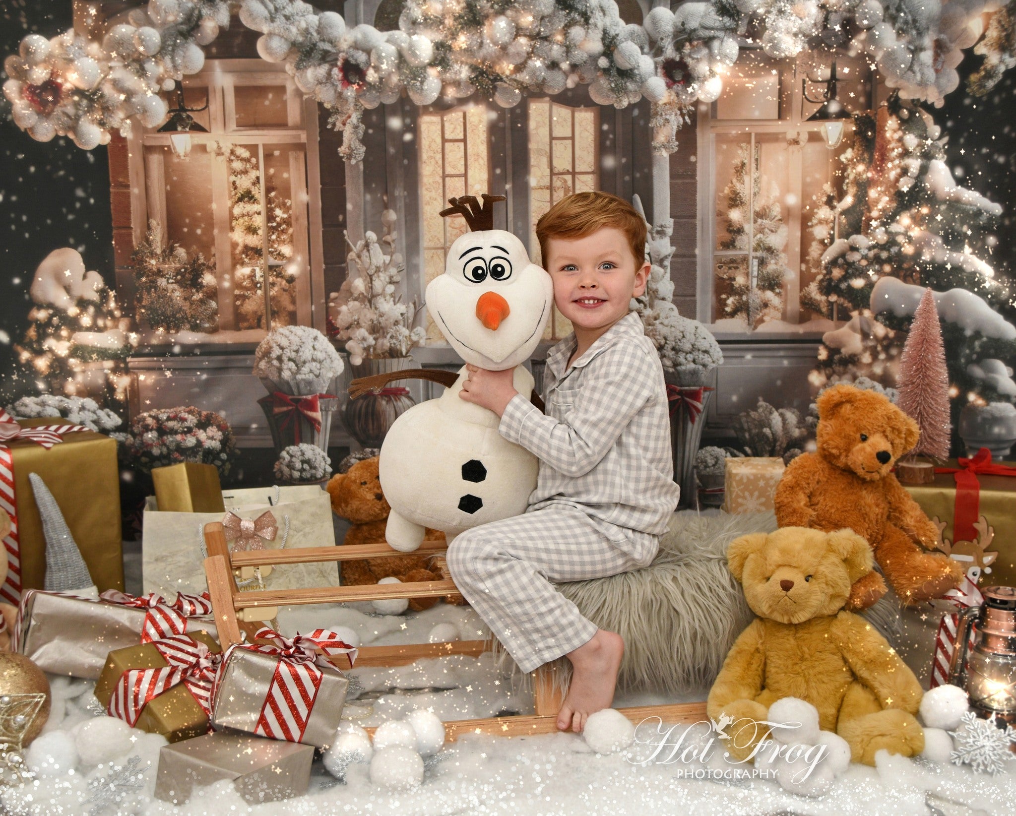 Kate Winter Weihnachten Haus Schnee Licht Hintergrund von Emetselch - Kate Backdrop.de