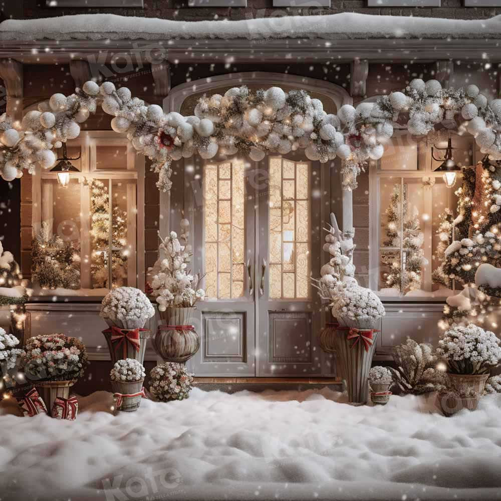 Kate Winter Weihnachten Haus Schnee Licht Hintergrund von Emetselch - Kate Backdrop.de