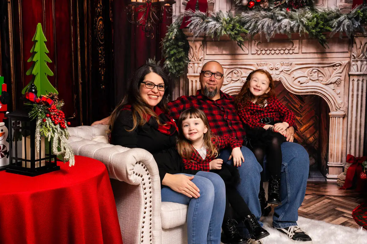 Kate Weihnachtsbaum Kamin Rot Fleece Hintergrund Entworfen von Emetselch - Kate Backdrop.de