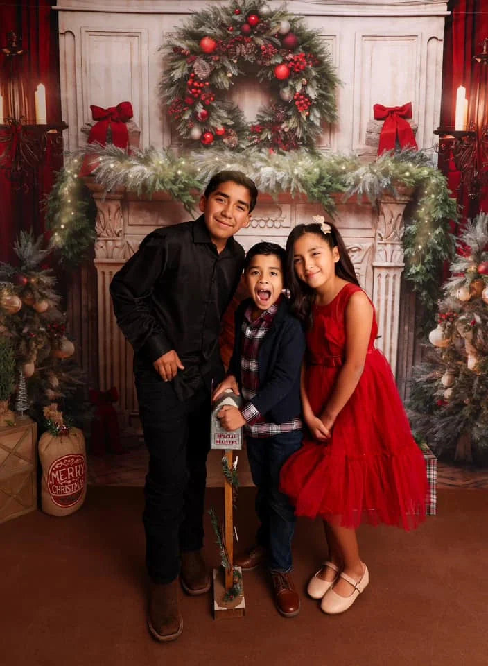 Kate Weihnachtsbaum Kamin Rot Fleece Hintergrund Entworfen von Emetselch - Kate Backdrop.de