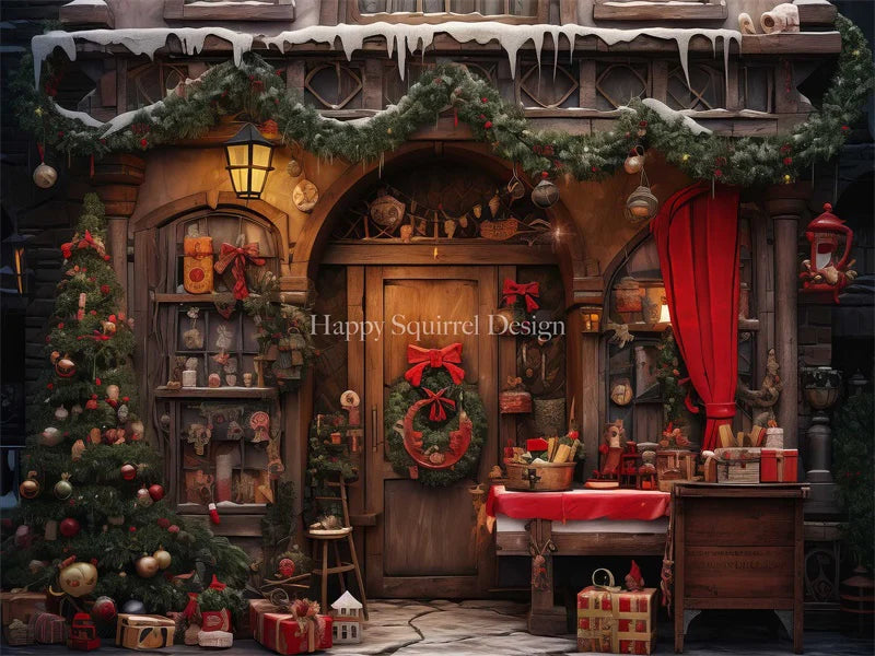 Kate Weihnachten- Geschenke an der Tür Hintergrund von Happy Squirrel - Kate Backdrop.de