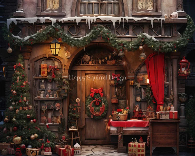 Kate Weihnachten- Geschenke an der Tür Hintergrund von Happy Squirrel - Kate Backdrop.de