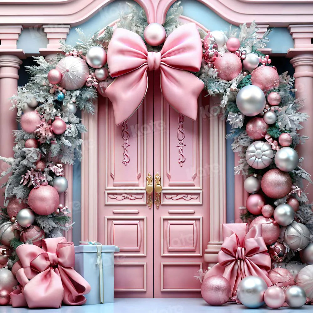 Kate Weihnachten Rosa Tür Bogen Hintergrund für Fotografie - Kate Backdrop.de