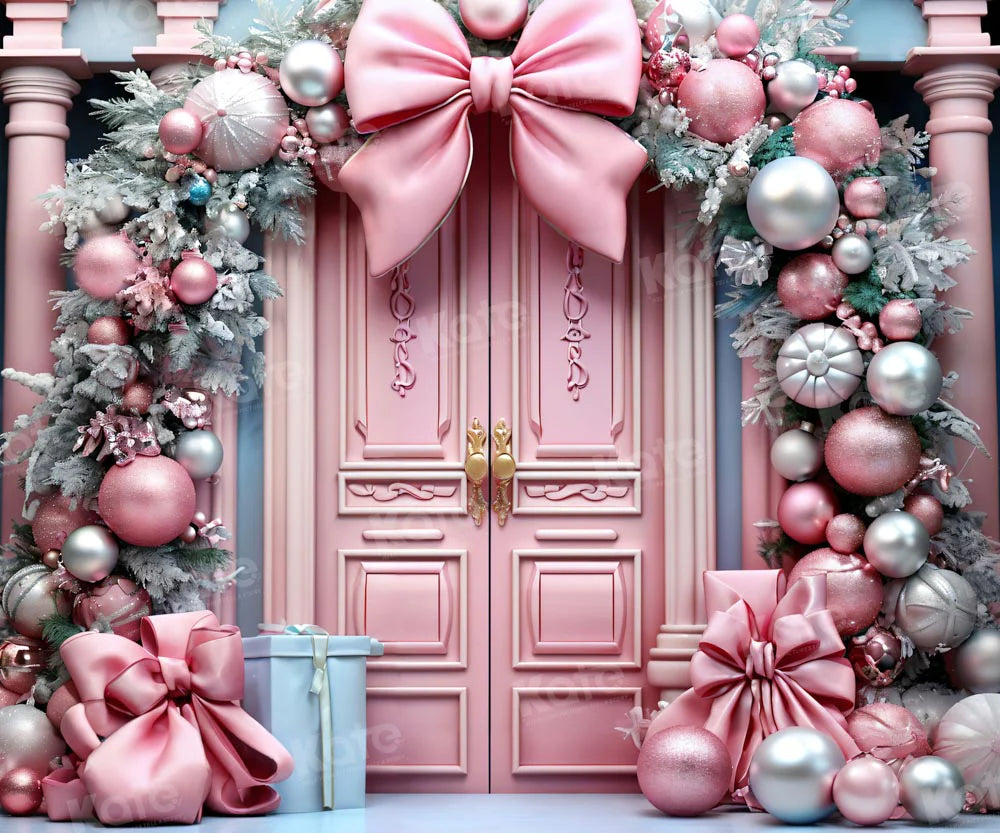 Kate Weihnachten Rosa Tür Bogen Hintergrund für Fotografie - Kate Backdrop.de