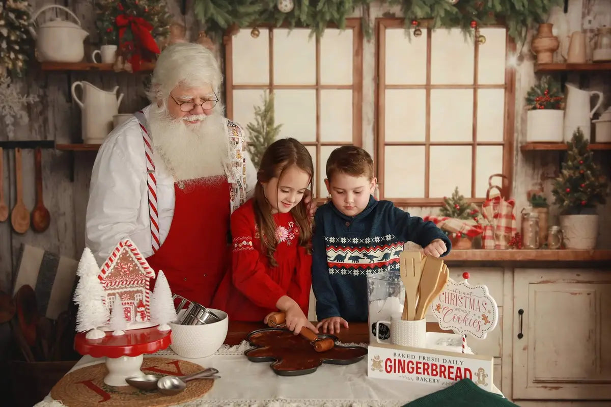 Kate Weiß Weihnachtsküche Fleece Hintergrund Entworfen von Emetselch - Kate Backdrop.de