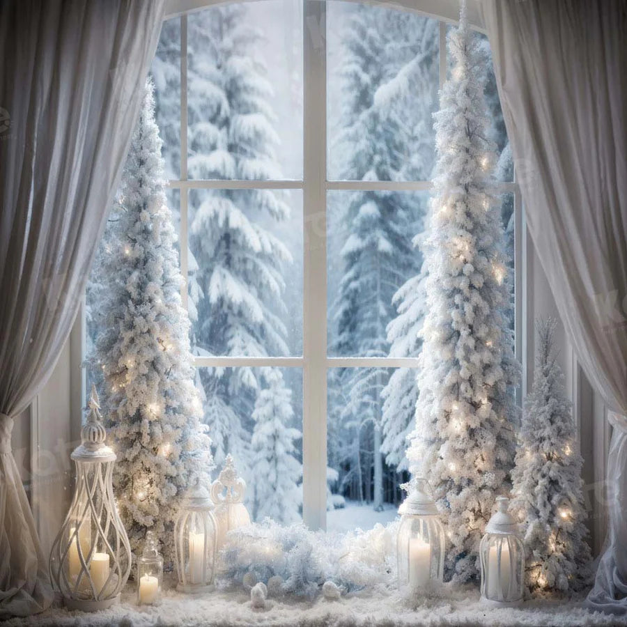 Kate Winter Weihnachtsbaum Fenster Licht Hintergrund von Emetselch - Kate Backdrop.de
