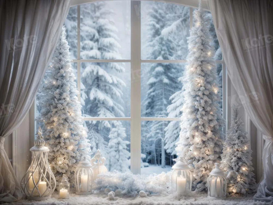Kate Winter Weihnachtsbaum Fenster Licht Hintergrund von Emetselch - Kate Backdrop.de