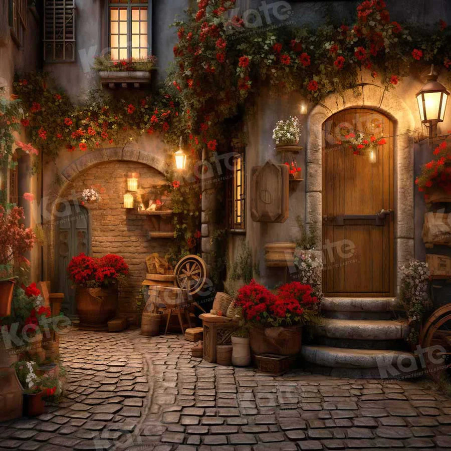 Kate Valentinstag Rose Straße Ecke Stein Boden Hintergrund von Emetselch - Kate Backdrop.de