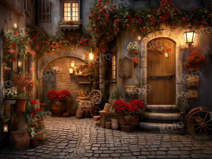 Kate Valentinstag Rose Straße Ecke Stein Boden Hintergrund von Emetselch - Kate Backdrop.de