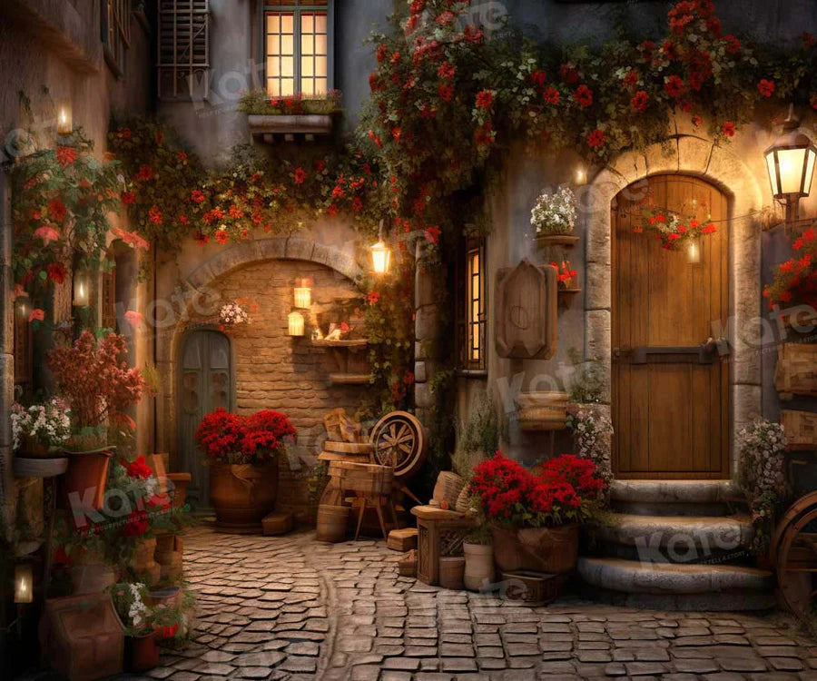 Kate Valentinstag Rose Straße Ecke Stein Boden Hintergrund von Emetselch - Kate Backdrop.de