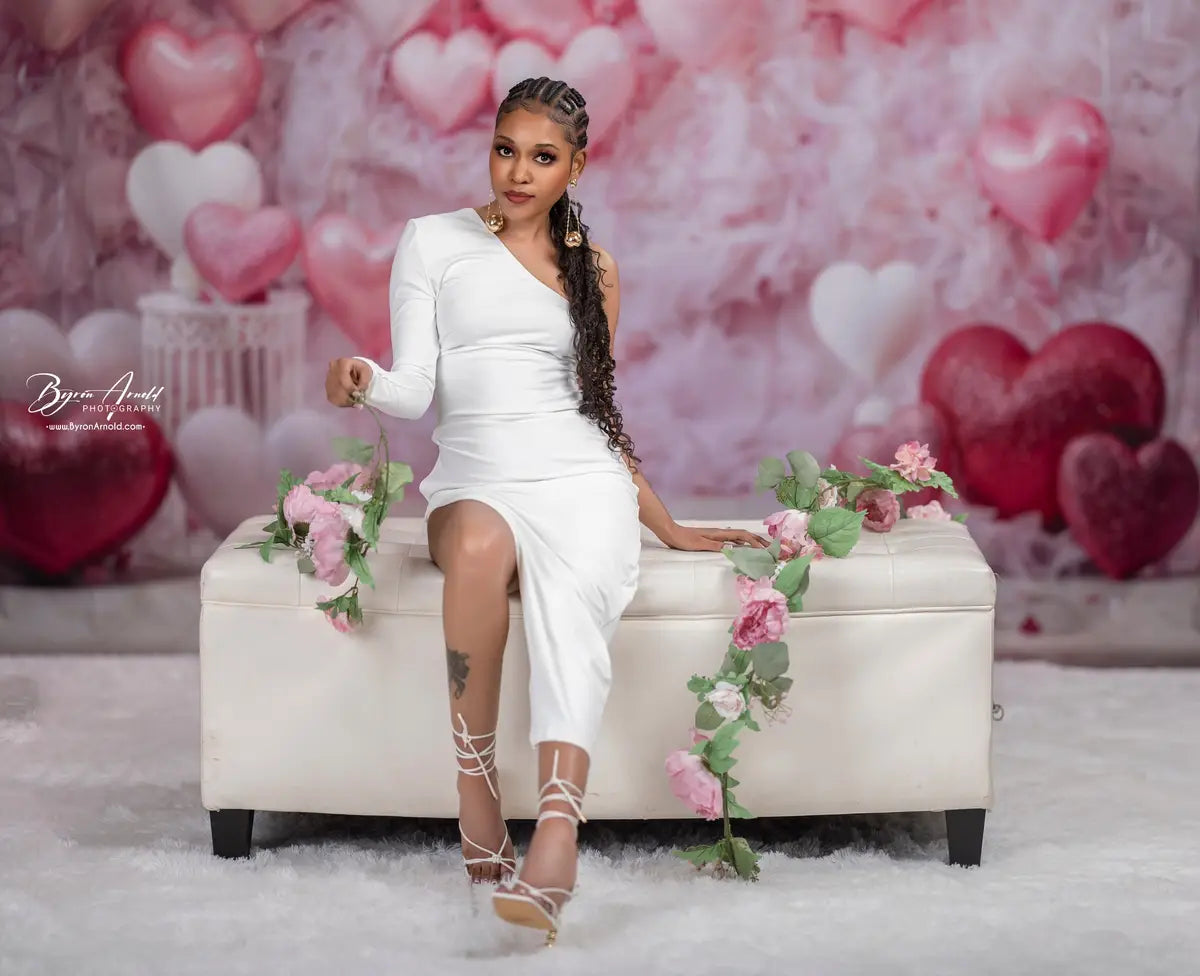 Kate Valentinstag Rosa Liebe Herz Ballon Romantik Fleece Hintergrund Entworfen von Emetselch - Kate Backdrop.de