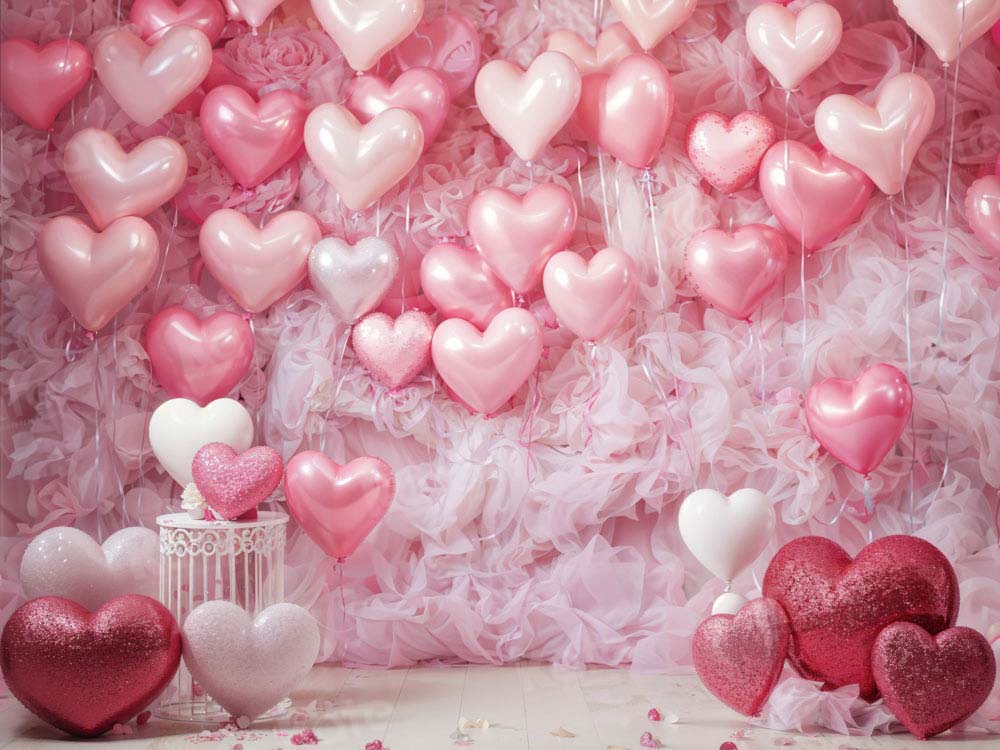 Kate Valentinstag Rosa Liebe Herz Ballon Romantik Fleece Hintergrund Entworfen von Emetselch - Kate Backdrop.de