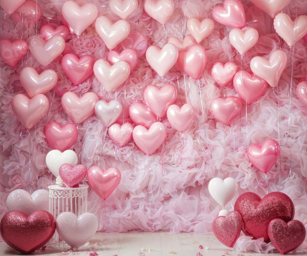 Kate Valentinstag Rosa Liebe Herz Ballon Romantik Fleece Hintergrund Entworfen von Emetselch - Kate Backdrop.de
