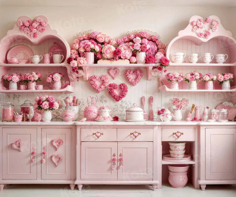 Kate Valentinstag Rosa Rose Floral Küche Hintergrund von Emetselch - Kate Backdrop.de