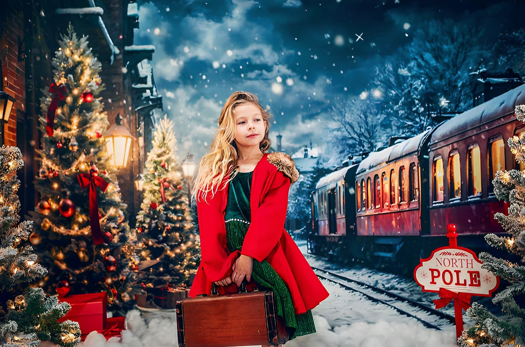 Kate Winter Weihnachten Zug Hintergrund von Emetselch - Kate Backdrop.de
