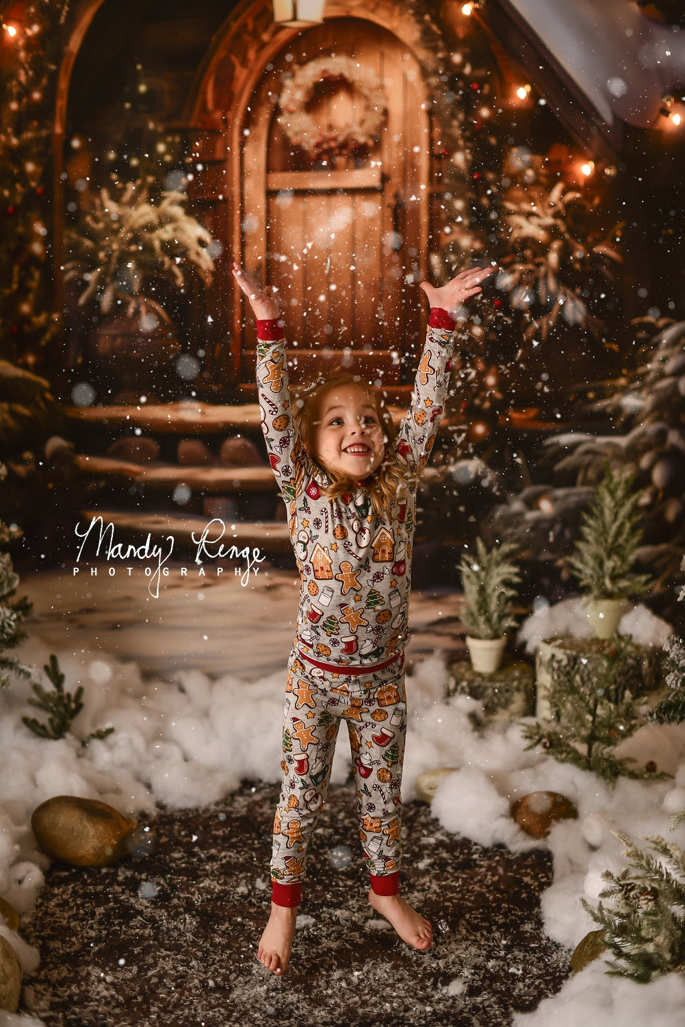 Kate Weihnachten Holzhaus mit Schnee Hintergrund Entworfen von Chain Photography - Kate Backdrop.de