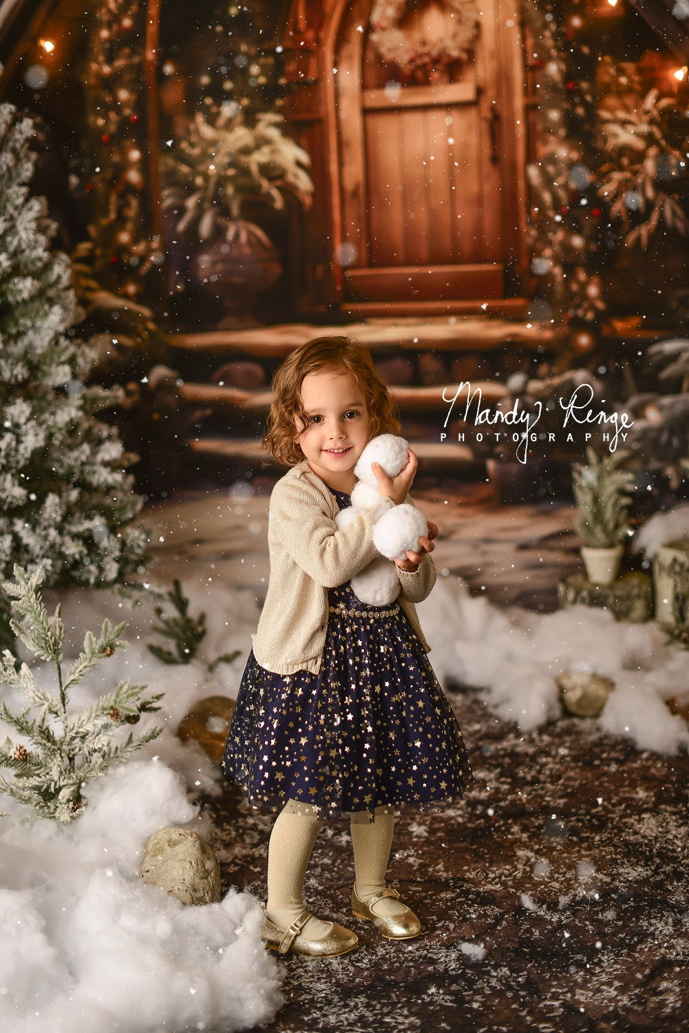 Kate Weihnachten Holzhaus mit Schnee Hintergrund Entworfen von Chain Photography - Kate Backdrop.de