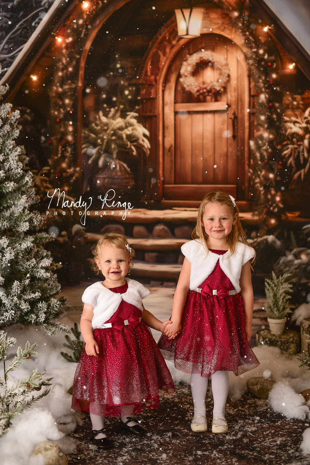 Kate Weihnachten Holzhaus mit Schnee Hintergrund Entworfen von Chain Photography - Kate Backdrop.de