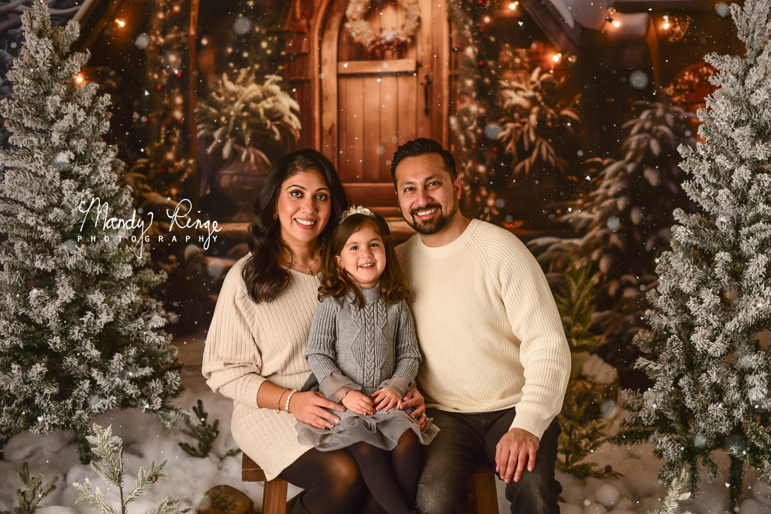 Kate Weihnachten Holzhaus mit Schnee Hintergrund Entworfen von Chain Photography - Kate Backdrop.de