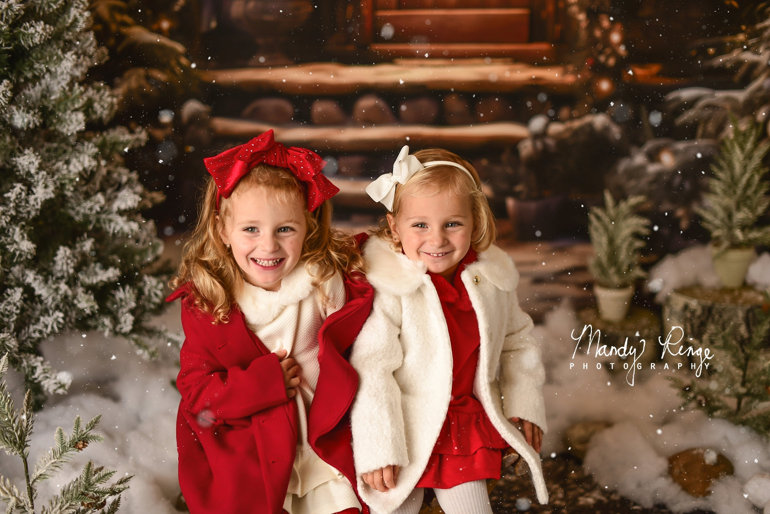 Kate Weihnachten Holzhaus mit Schnee Hintergrund Entworfen von Chain Photography - Kate Backdrop.de