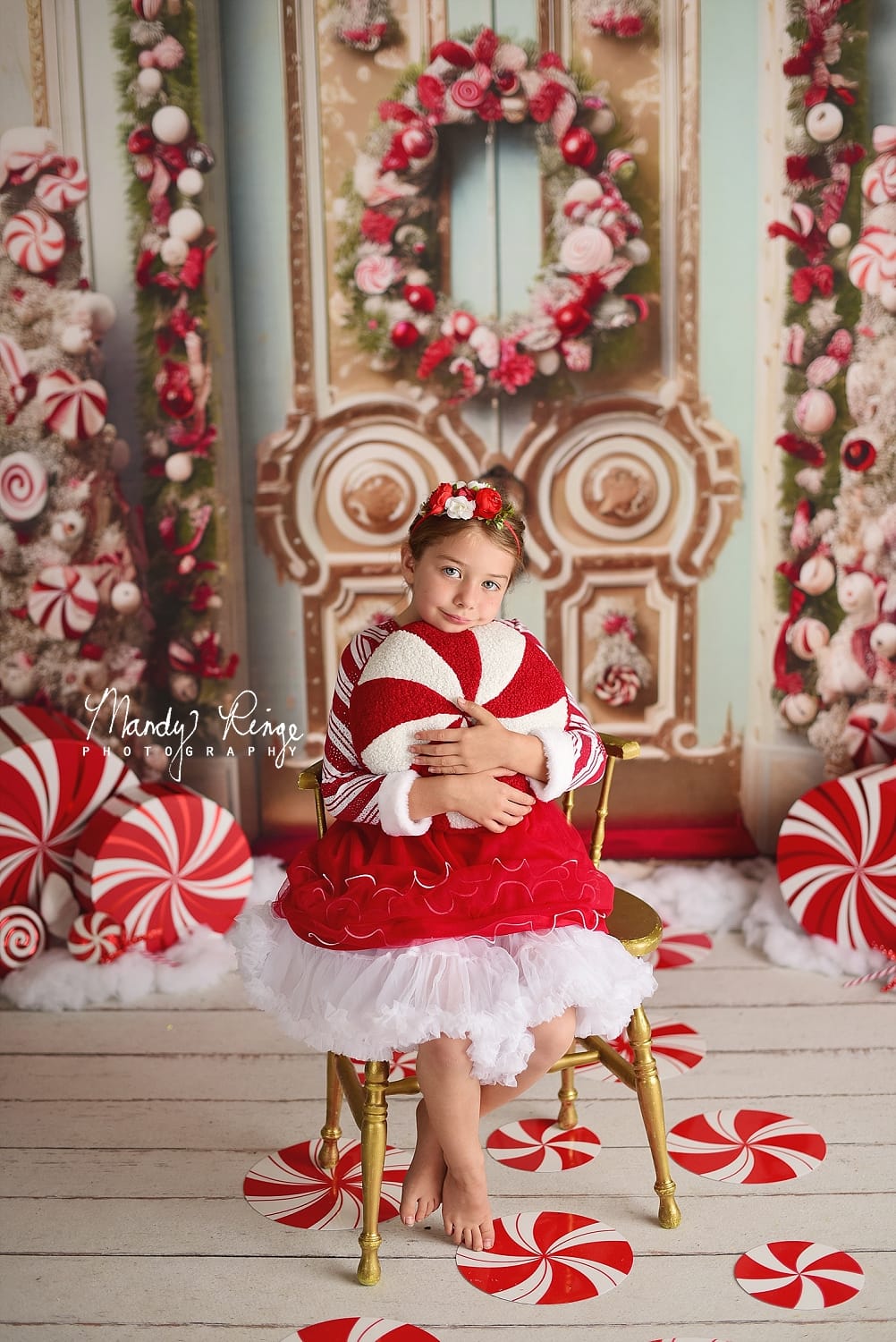 Kate Weihnachten verzierte Tür-Hintergrund mit Pfefferminz von Mandy Ringe Fotograf - Kate Backdrop.de