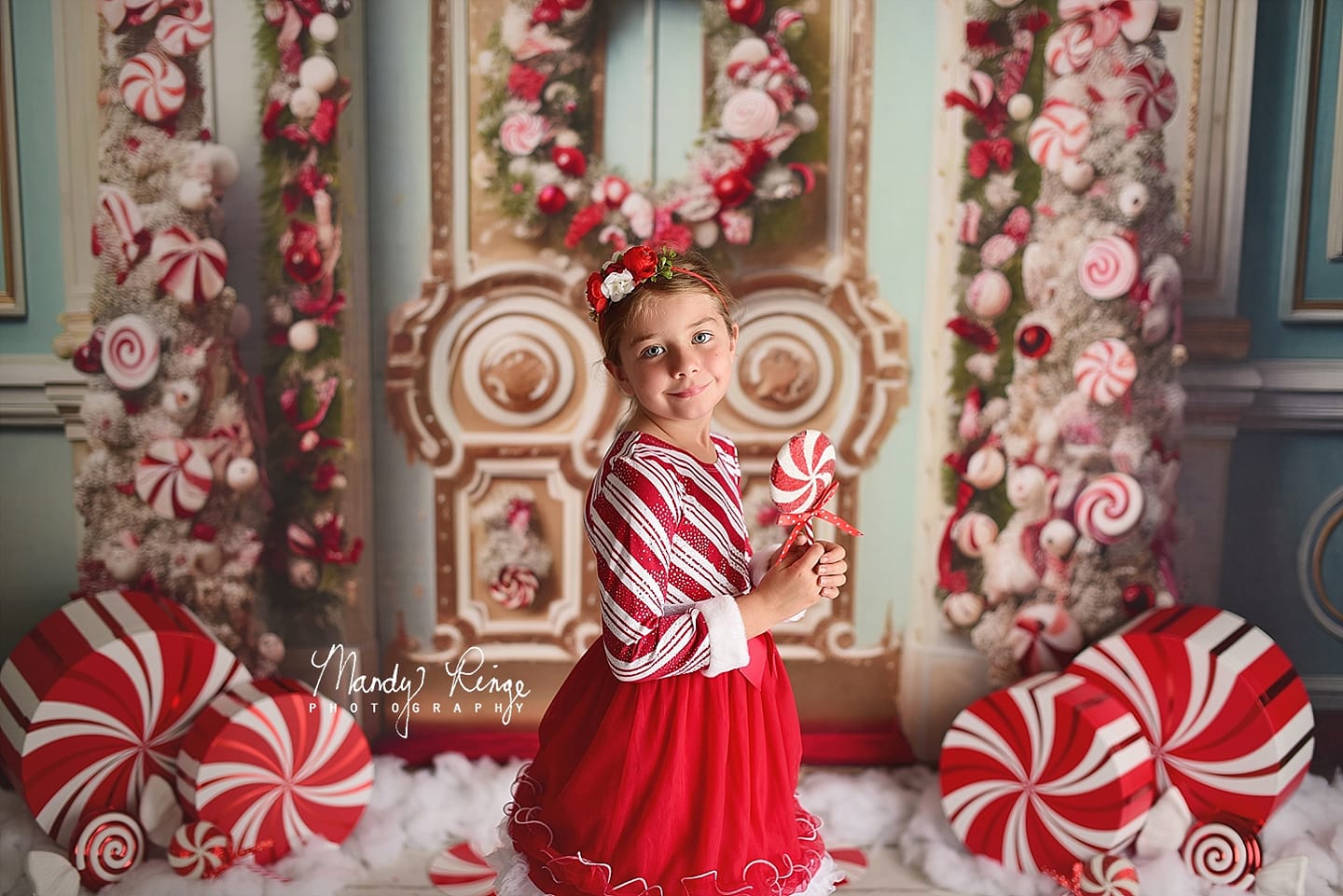 Kate Weihnachten verzierte Tür-Hintergrund mit Pfefferminz von Mandy Ringe Fotograf - Kate Backdrop.de