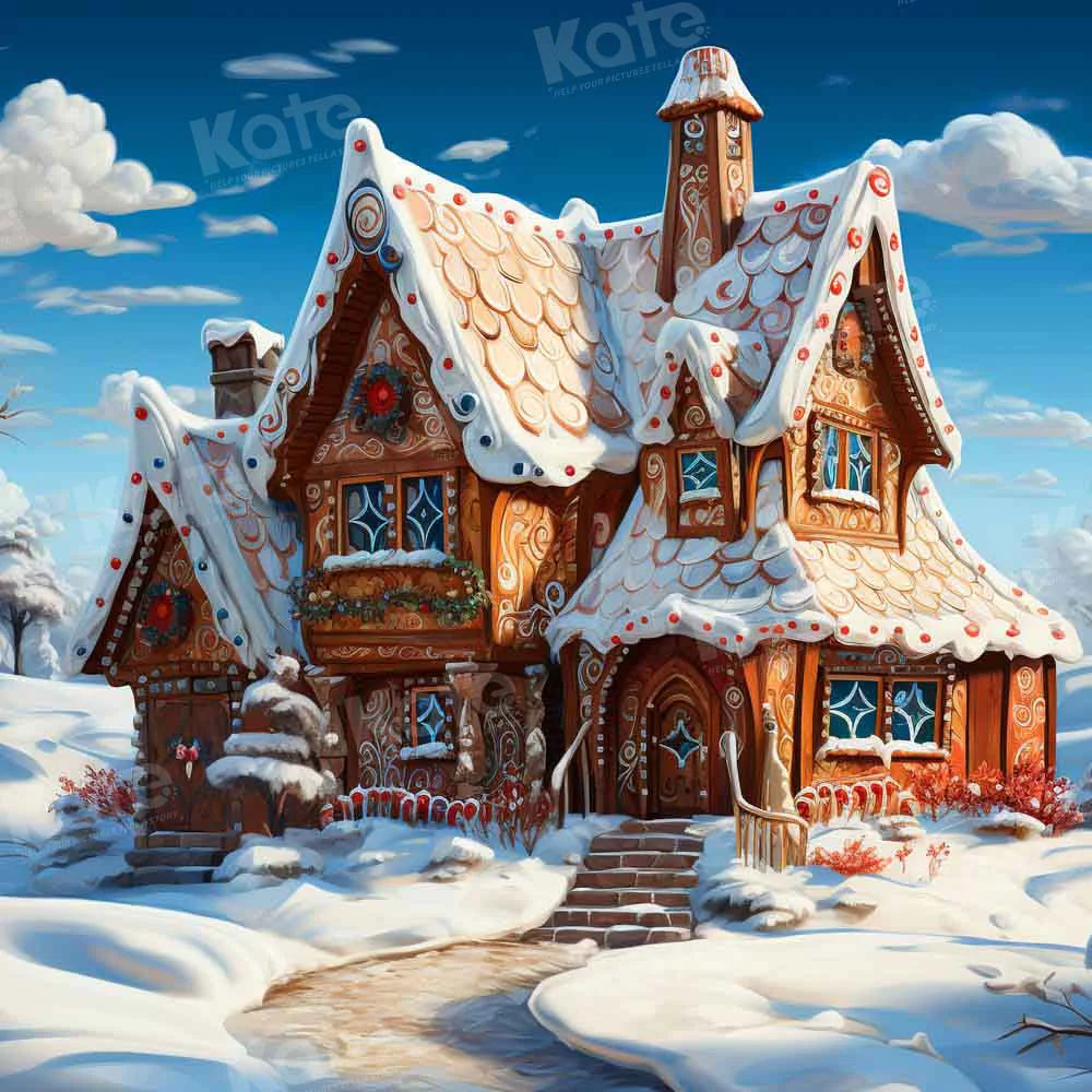 Kate Weihnachten Märchen Winter Schnee Haus Hintergrund für Fotografie - Kate Backdrop.de
