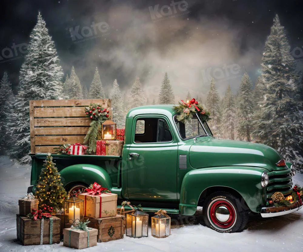 Kate Weihnachts-Geschenk Grüner Autohintergrund von Emetselch - Kate Backdrop.de