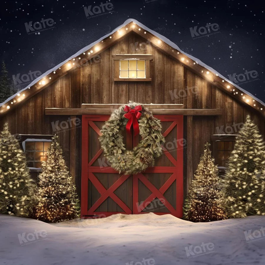 Kate Weihnachten Outdoor Schnee Haus Hintergrund für Fotografie