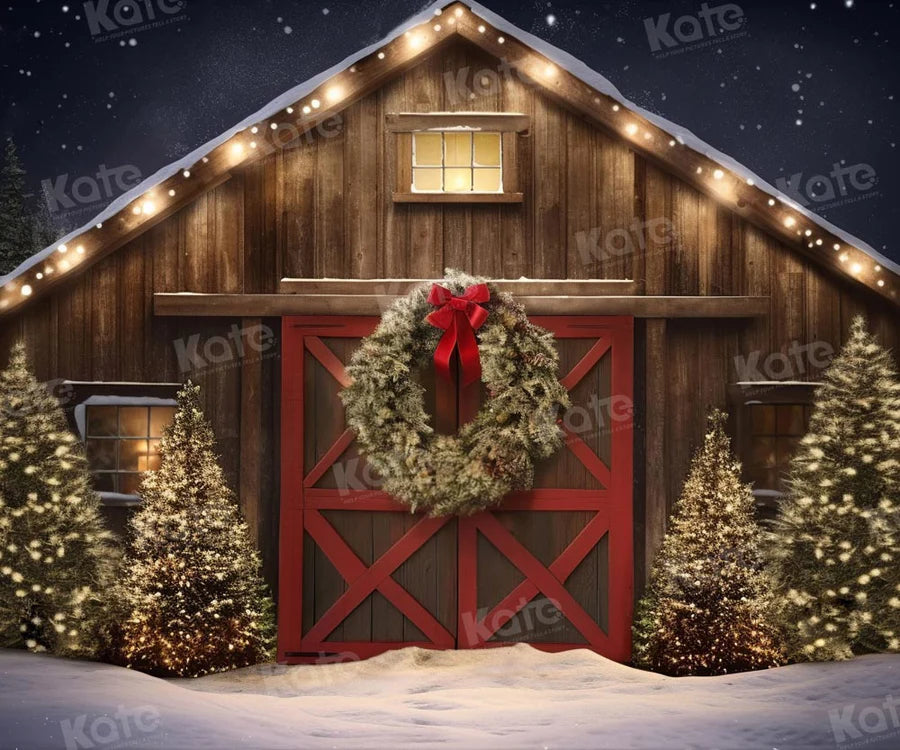 Kate Weihnachten Outdoor Schnee Haus Hintergrund für Fotografie - Kate Backdrop.de