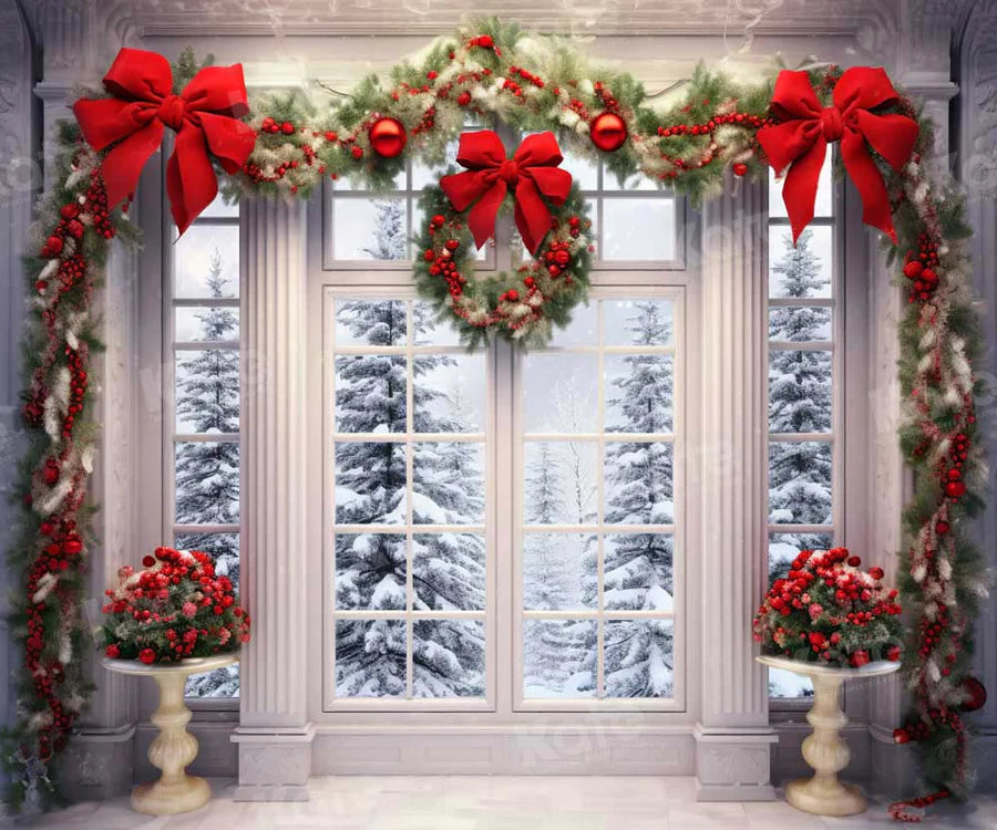 Kate Weihnachtskranz Schnee Tür Hintergrund von Emetselch - Kate Backdrop.de