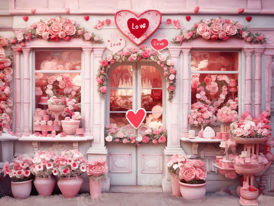 Kate Valentinstag Rosa Rose Haus Hintergrund von Chain Photography - Kate Backdrop.de