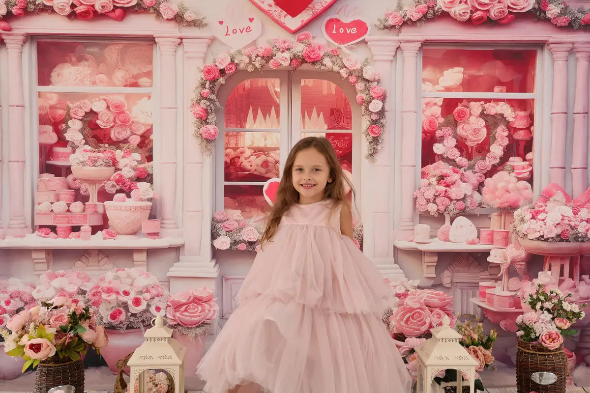 Kate Valentinstag Rosa Rose Haus Hintergrund von Chain Photography - Kate Backdrop.de