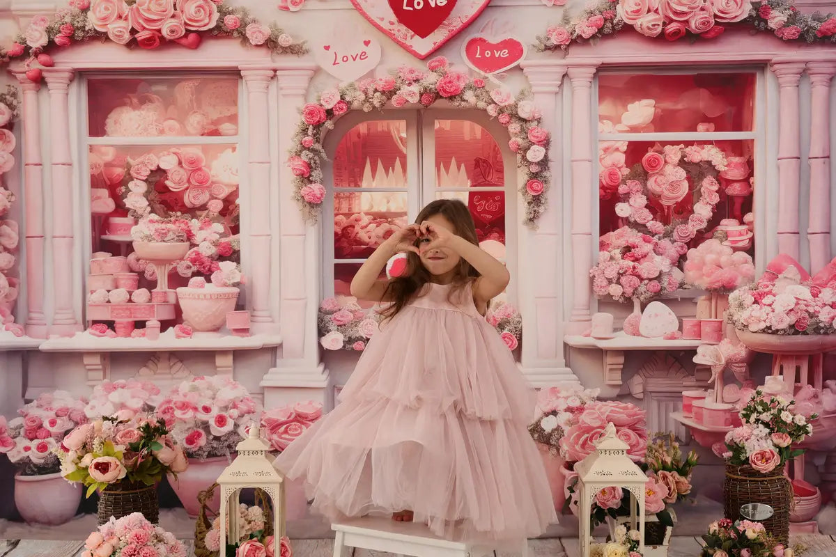 Kate Valentinstag Rosa Rose Haus Hintergrund von Chain Photography - Kate Backdrop.de