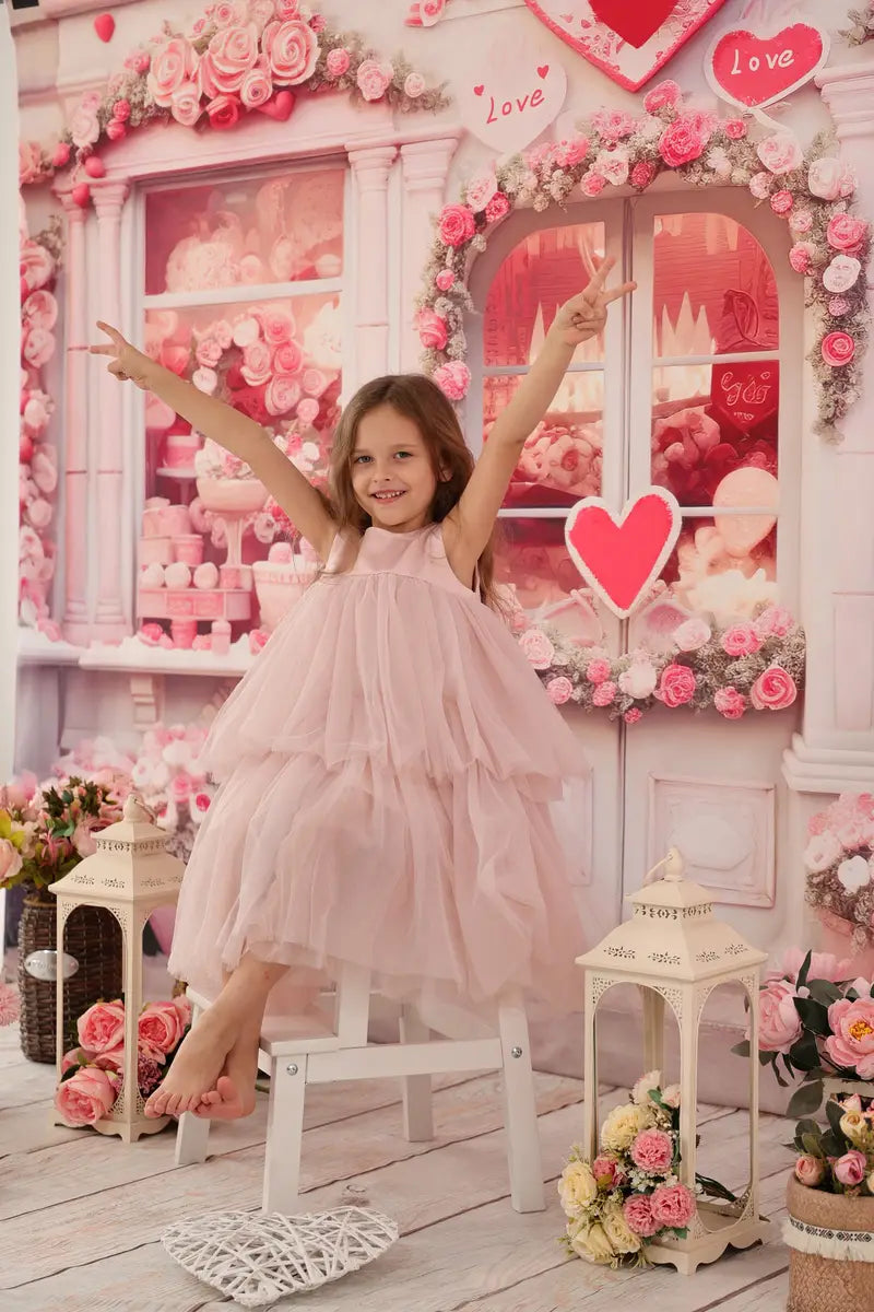 Kate Valentinstag Rosa Rose Haus Hintergrund von Chain Photography - Kate Backdrop.de