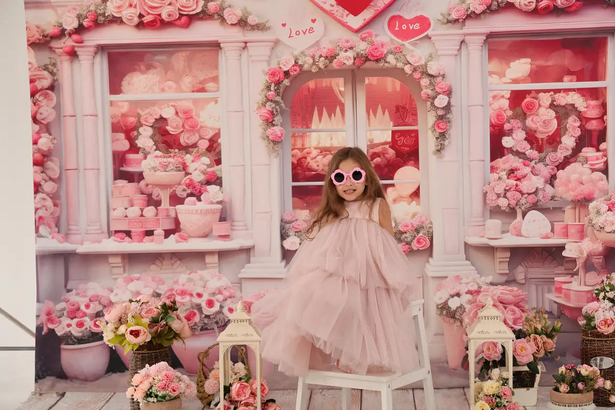 Kate Valentinstag Rosa Rose Haus Hintergrund von Chain Photography - Kate Backdrop.de