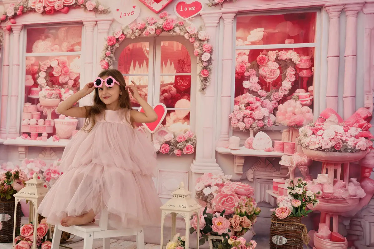 Kate Valentinstag Rosa Rose Haus Hintergrund von Chain Photography - Kate Backdrop.de