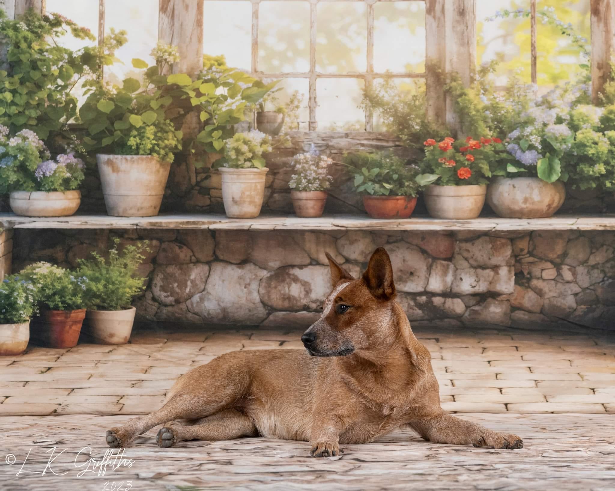 Kate Frühlingsgrüne Pflanzen Sonniger Fenster Hintergrund+Robuste gemusterte Pfad Boden Hintergrund - Kate Backdrop.de
