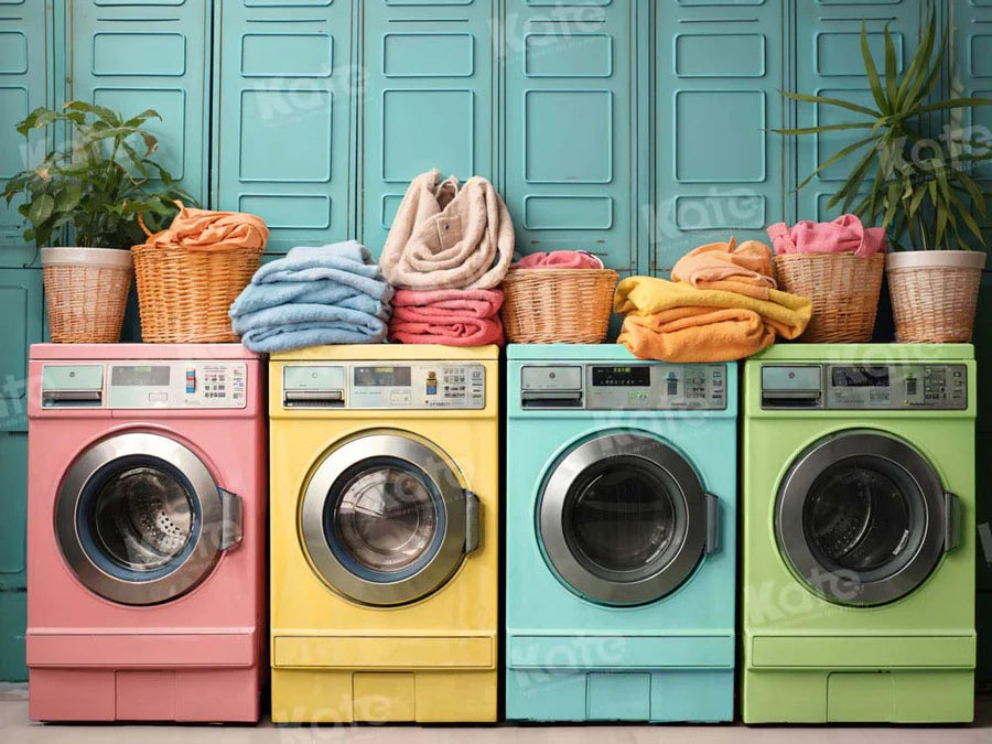 Kate Laundry Day Bunte Waschmaschine Hintergrund von Chain Photography - Kate Backdrop.de