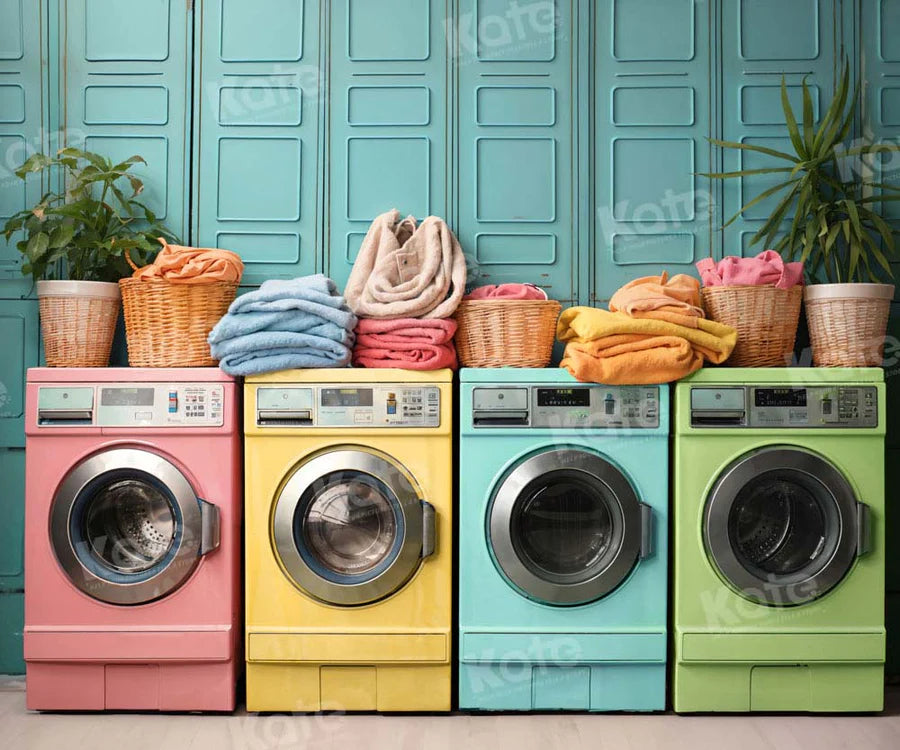 Kate Laundry Day Bunte Waschmaschine Hintergrund von Chain Photography - Kate Backdrop.de
