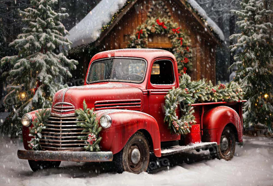 Kate Schnee Weihnachten-Baum Rot LKW Hintergrund von Emetselch