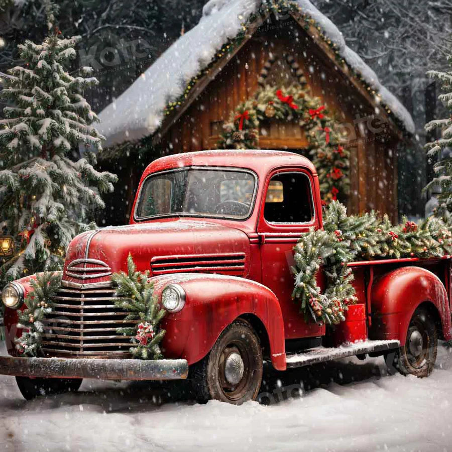 Kate Schnee Weihnachten-Baum Rot LKW Hintergrund von Emetselch