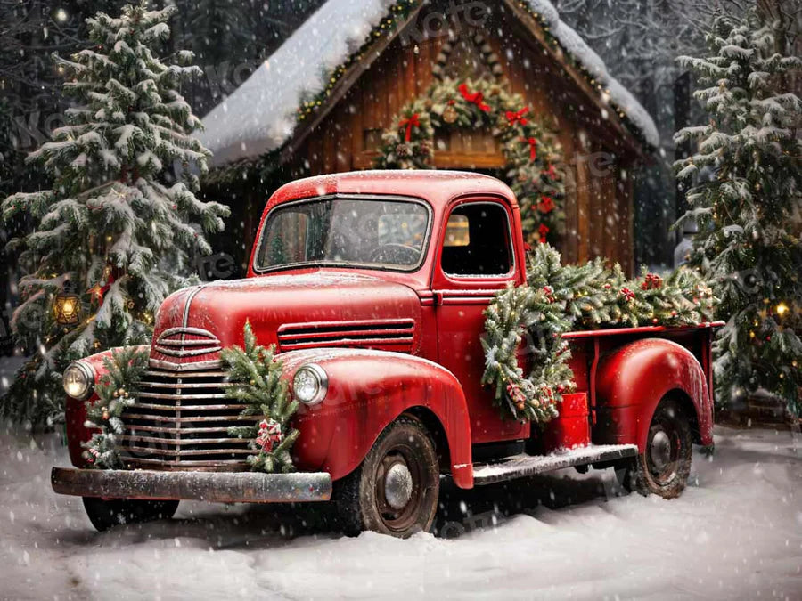 Kate Schnee Weihnachten-Baum Rot LKW Hintergrund von Emetselch
