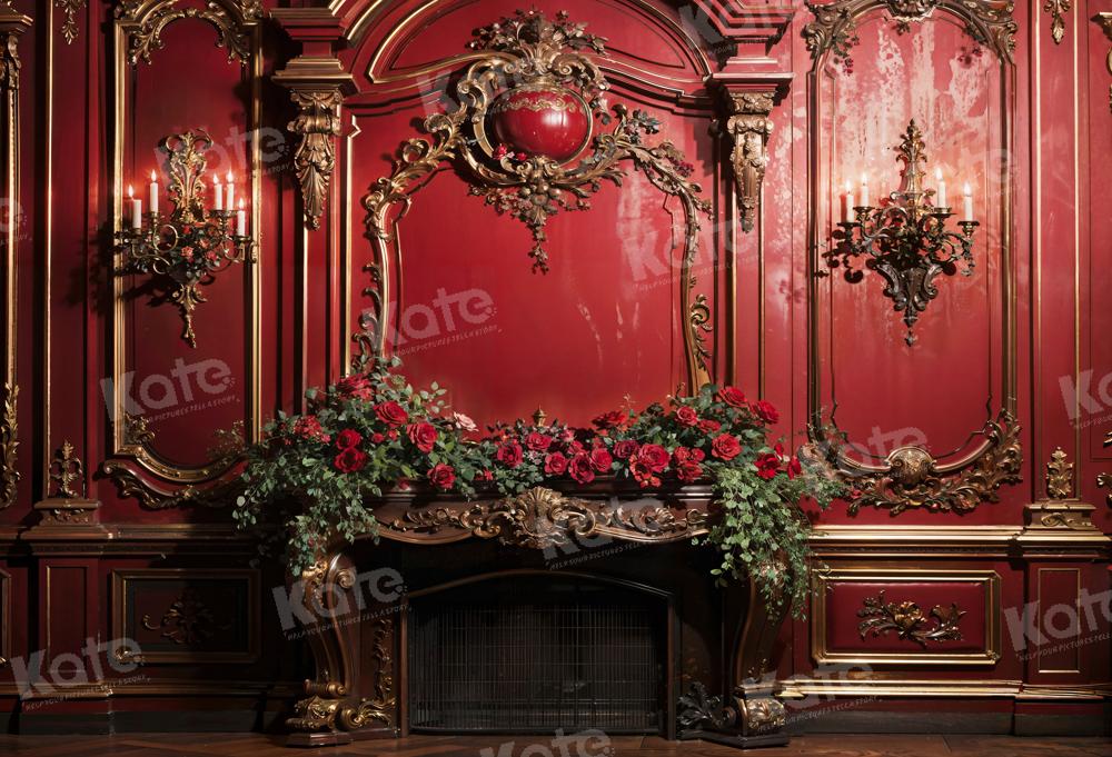 Kate Valentinstag Rote Blume Retro Wandhintergrund von Emetselch