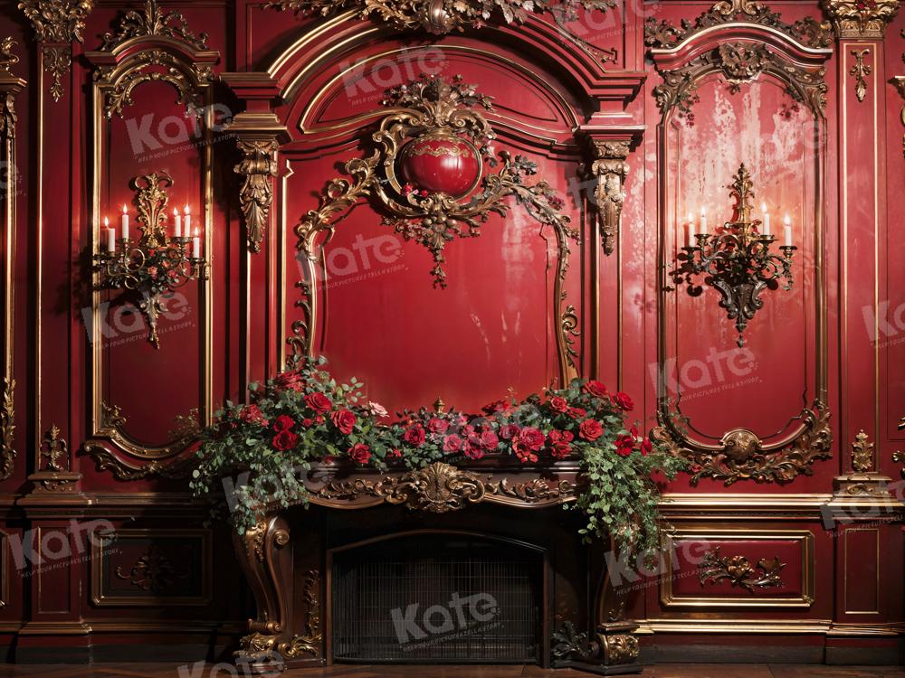 Kate Valentinstag Rote Blume Retro Wandhintergrund von Emetselch