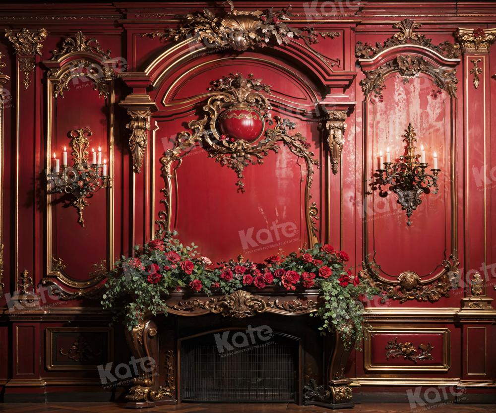 Kate Valentinstag Rote Blume Retro Wandhintergrund von Emetselch
