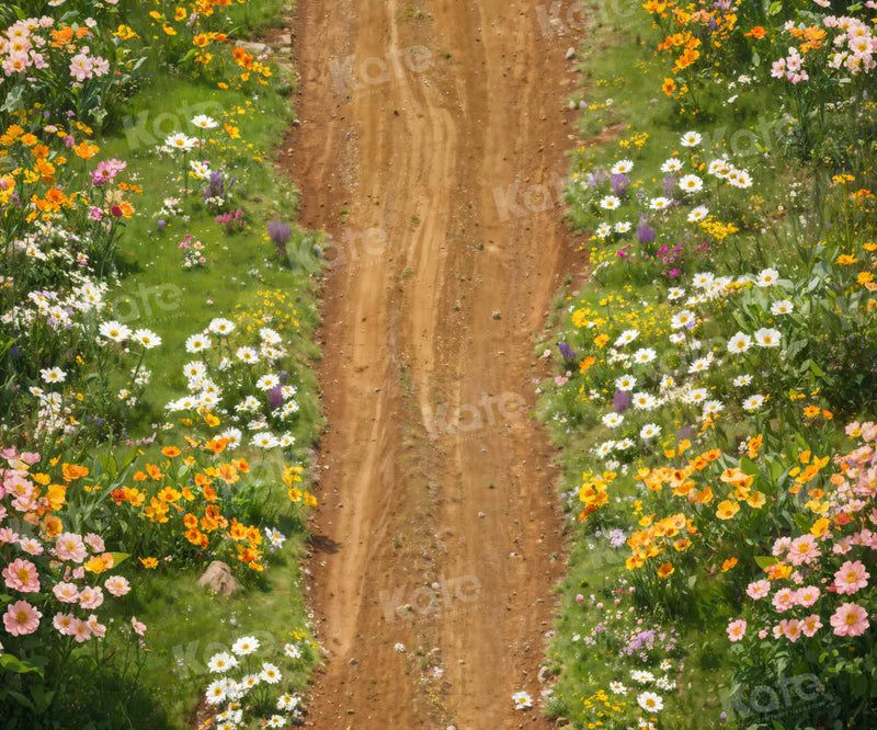 Kate Frühling Blumen Feldweg Boden Hintergrund entworfen von Kate Image - Kate Backdrop.de